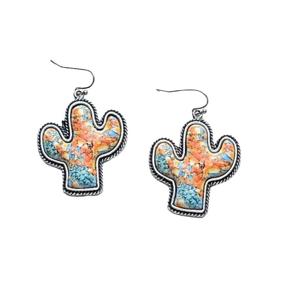 Splatter Canyon Cactus Earrings